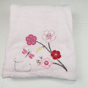 KidsLine baby girl blanket pink plush flowers dragonfly